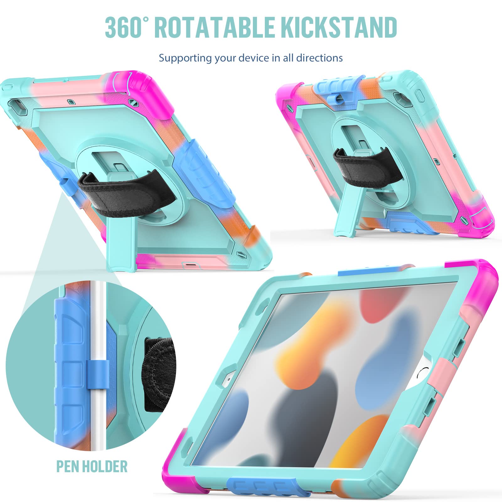 Blosomeet Ipad Case For 9Th Gen 10.2 Inch 2021/2020 For Kids With Tempered Glass Screen Protector | Ipad 8Th/7Th Generation Case