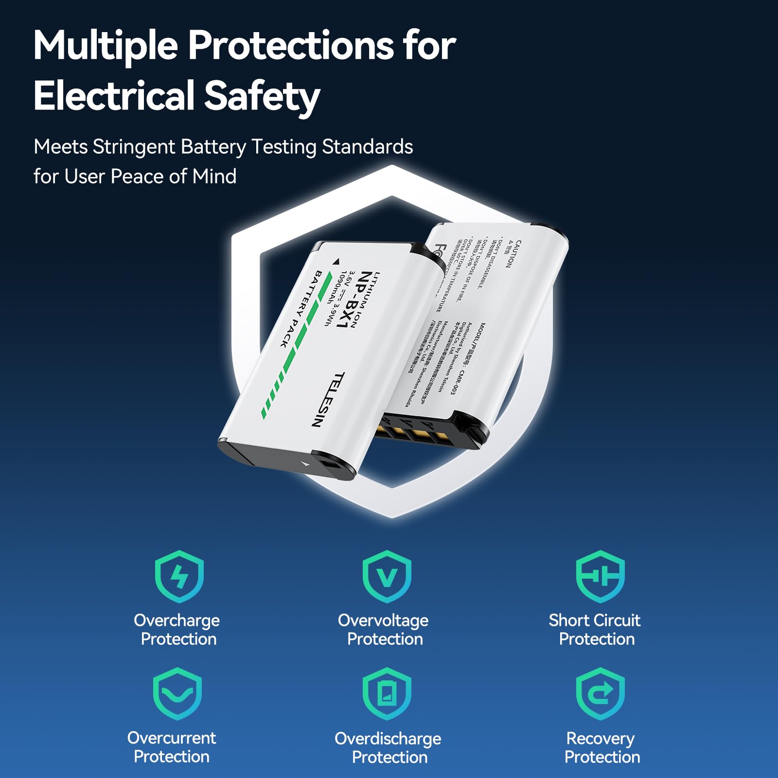 Telesin 2 Pack Np Bx1 Battery And 3 Channel Battery Charger For Sony Np Bx1/M8, Zv 1, Zv 1 Ii, Cyber Shot Dsc Hx80, Hx90V, Hx95,