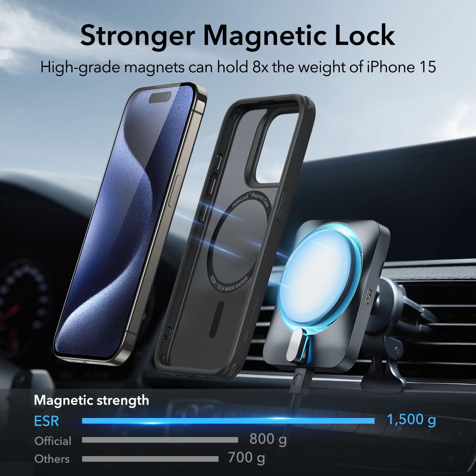 Esr Iphone 15 Pro Case With Magsafe - Military-Grade Protection, Yellowing Resistant, Scratch-Resistant Back, Magnetic Phone Cas