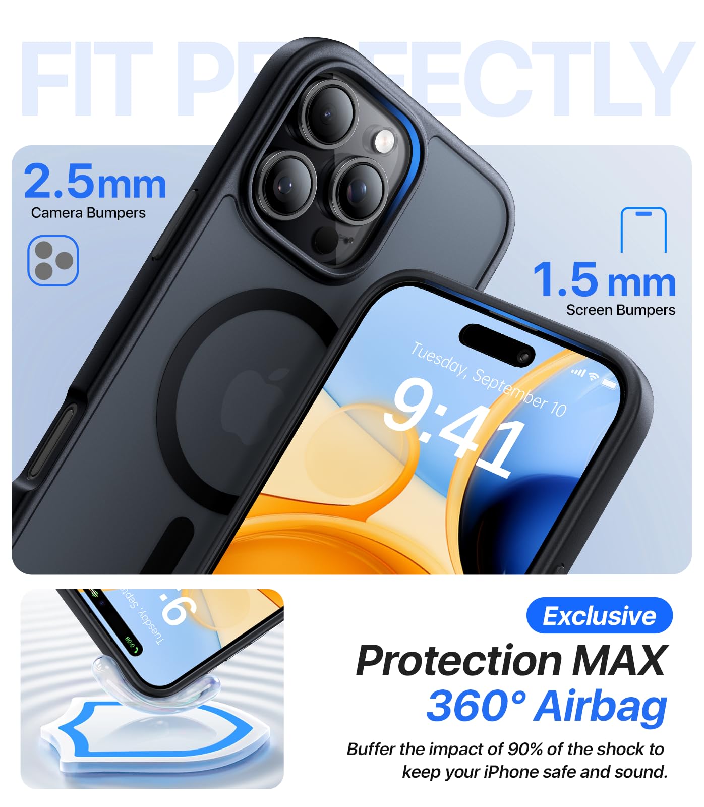 Aulofe Magnetic Shockproof For Iphone 16 Pro Max Case, Skin Friendly[Compatible With Magsafe] [Military Grade Drop Protection]An