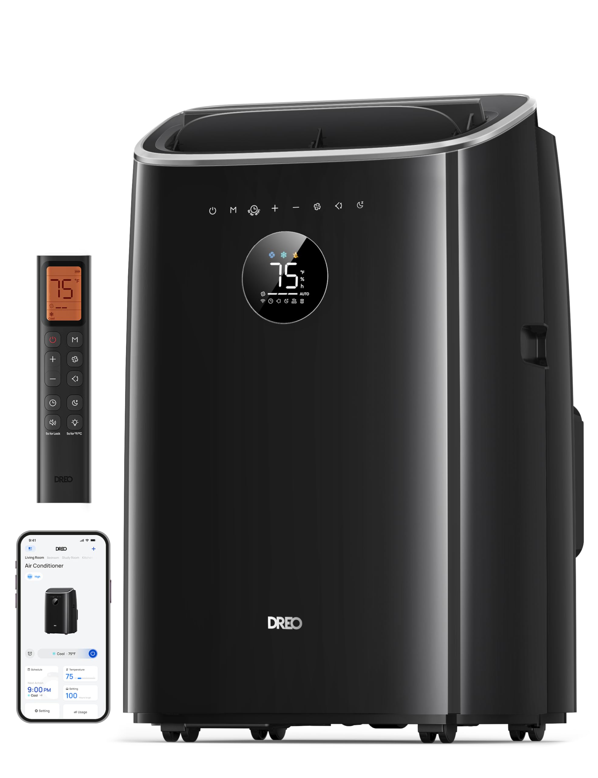 Dreo Portable Air Conditioners, 10,000 BTU Air Conditioner for Bedroom with Drainage-free Cooling, 45dB Quiet, APP/Voice/Remote,