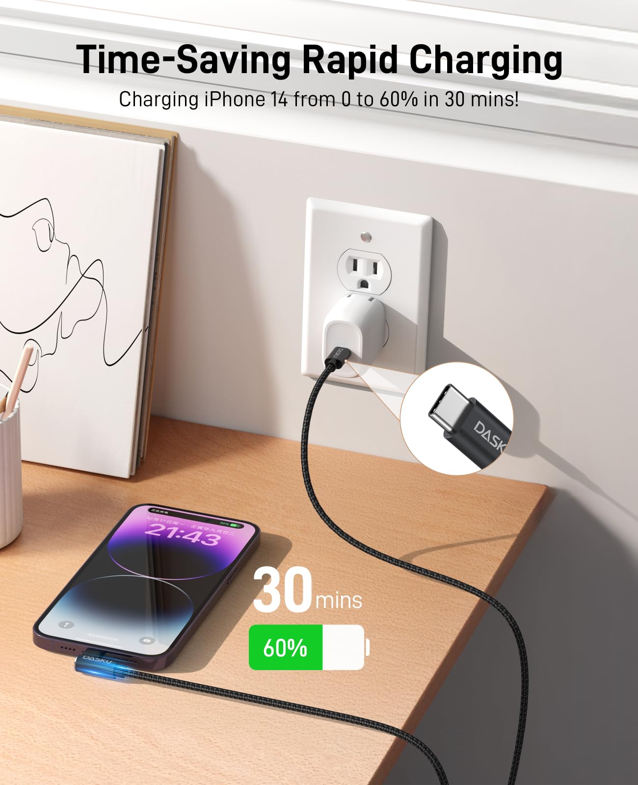 Usb C To Lightning Cable [Apple Mfi Certified] Iphone Charger Fast Charging 2Pack 10Ft Long Nylon 90 Degree Type C Iphone Charge