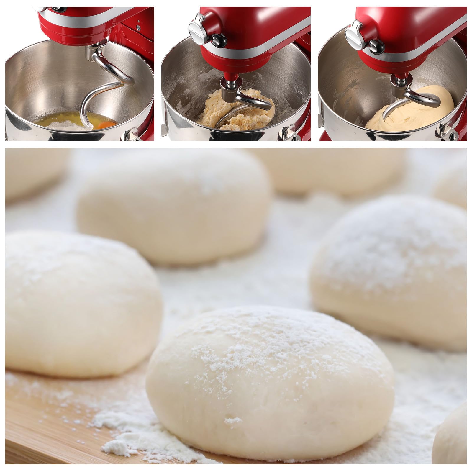 Dough Hook For Kitchenaid 6Qt Bowl Lift Stand Mixers, Stainless Steel Spiral Dough Hook Attachment Fits Models Kv25G0X, Kp26M1X,