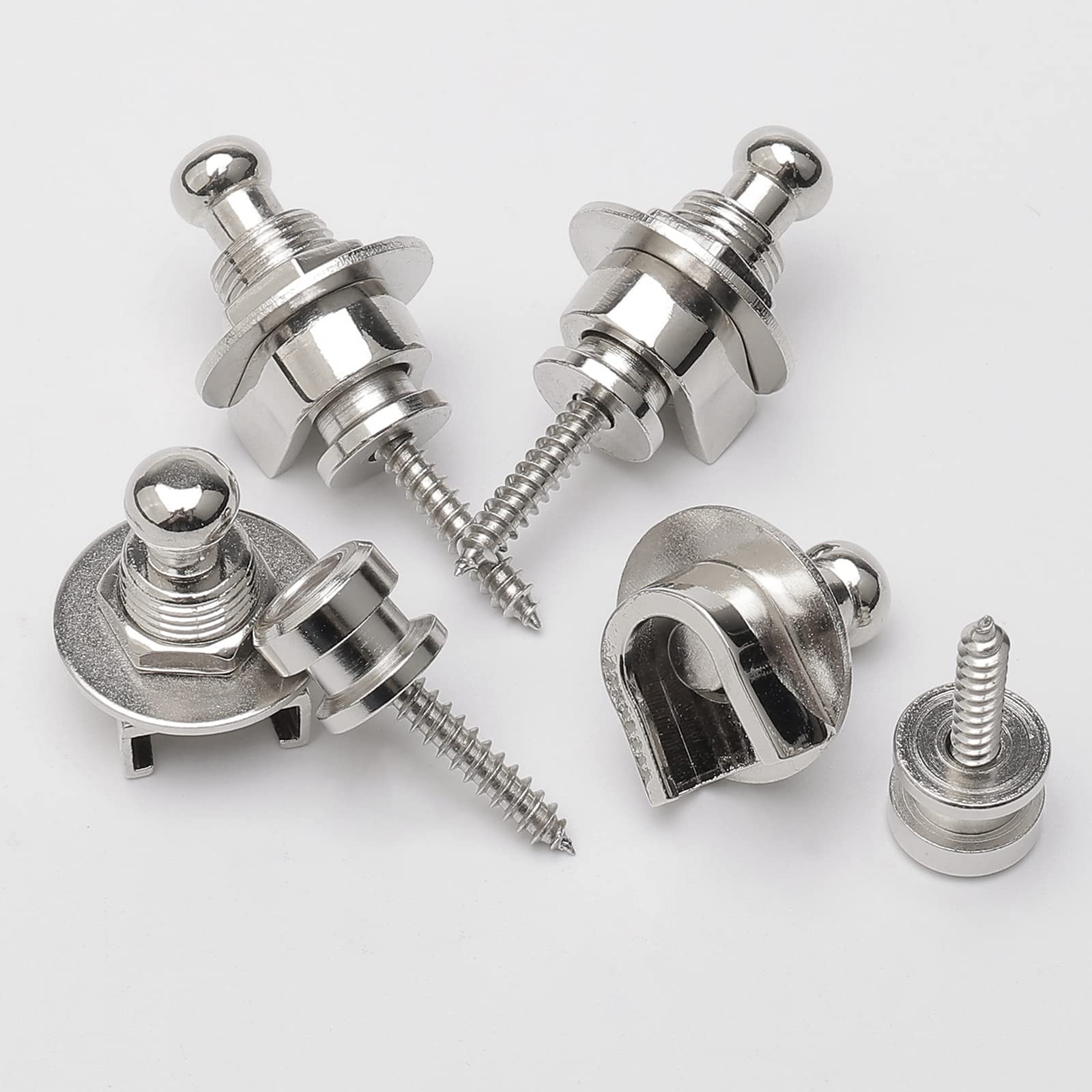 Unxuey Silver Guitar Strap Locks And Buttons Security Quick Release Straplocks Strap Retainer Guitar Replacements (Pack Of 4)