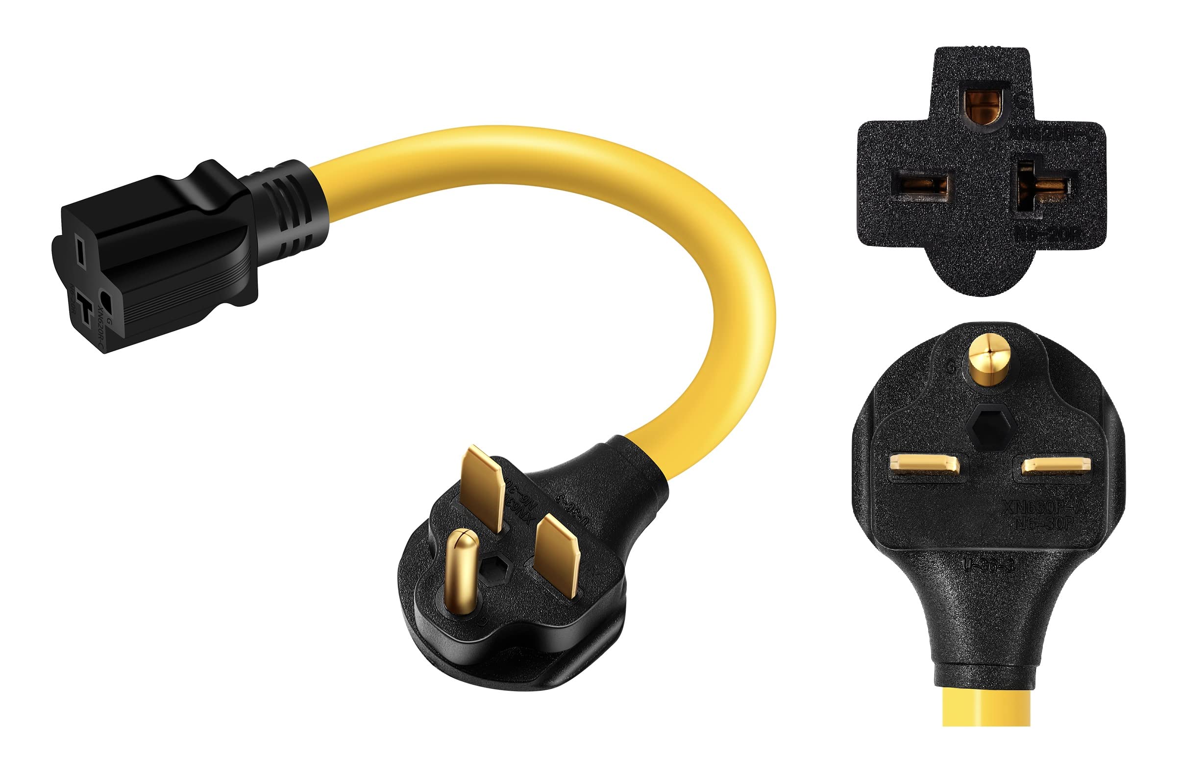 Onetak Nema 6 30P To 6 15R 6 20R 240V 30 Amp Prong Male Plug To 20 Amp 3 Prong Female Outlet Receptacle Generator Welder Dryer E