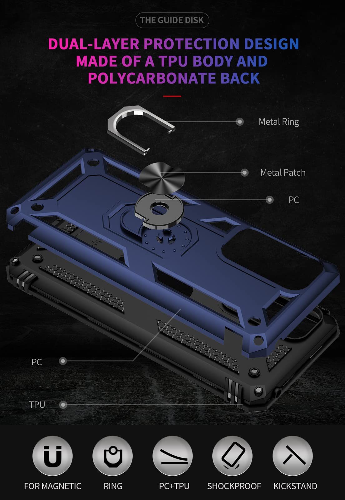 Sktgslamy Moto Edge 2021 Case,Moto Edge 5G Uw Case With Screen Protector,[Military Grade] 16Ft Drop Tested, Magnetic Kickstand P