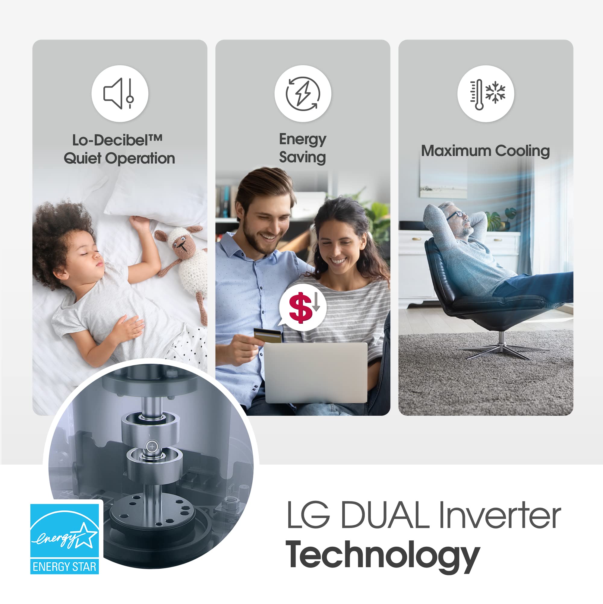 Lg 10000 Btu Window Air Conditioners [2023 New] Dual Inverter Remote Wifi Enabled App Ultra Quiet Washable Filter Cools 450 Sq.F
