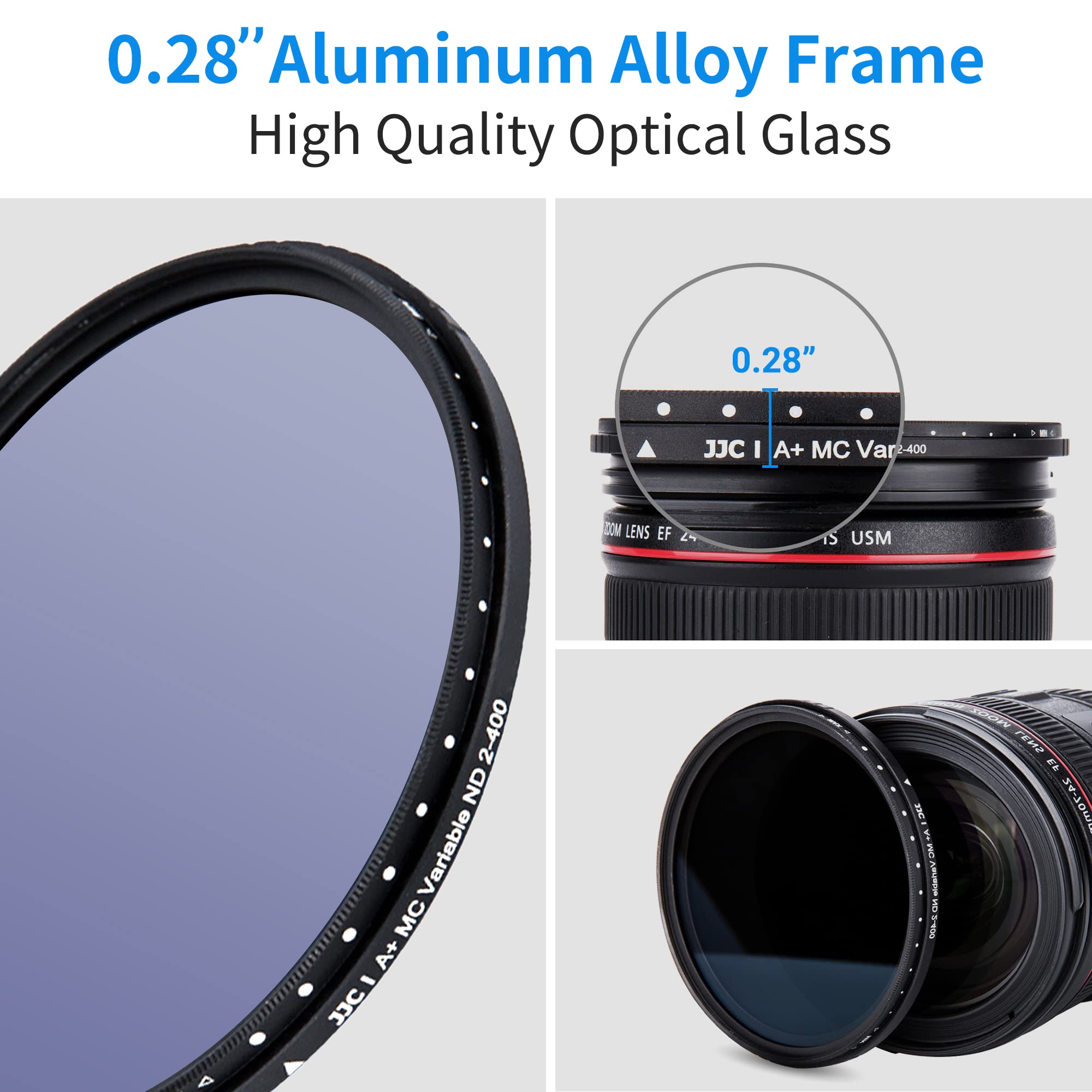 JJC 67mm Variable Neutral Density Filter ND2-ND400 Slim Fader for Camera Lenses