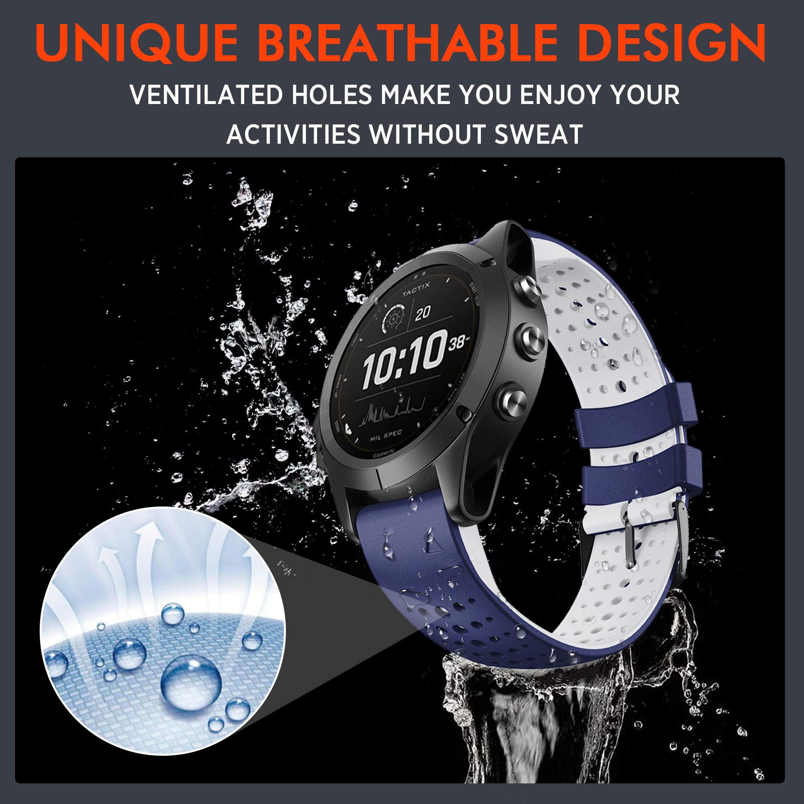 Notocity For Fenix 6 Band 22Mm Silicone Watch Bands For Fenix 7/Fenix 6/ Fenix 5/Fenix 5 Plus/Fenix 6/Fenix 6 Pro/Forerunner 935