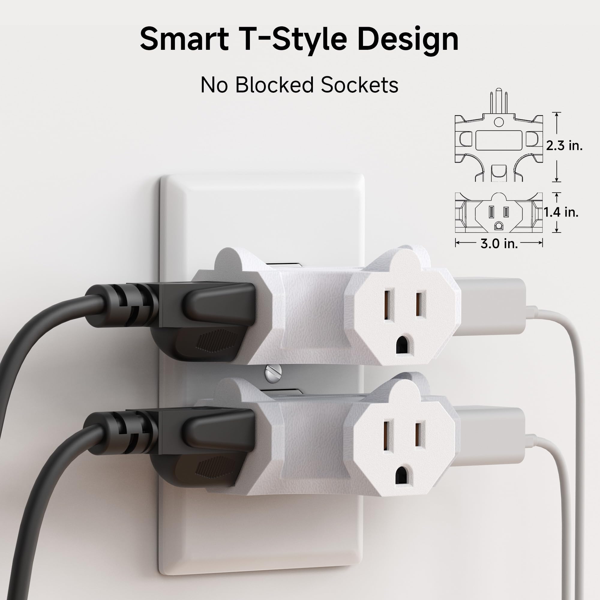 [Ul Listed] Cable Matters 3 Pack 3 Way Plug Adapter 15A 1875W, 3 Prong 3 Outlet Adapter, Power Splitter Plug Outlet, 3 Way Elect