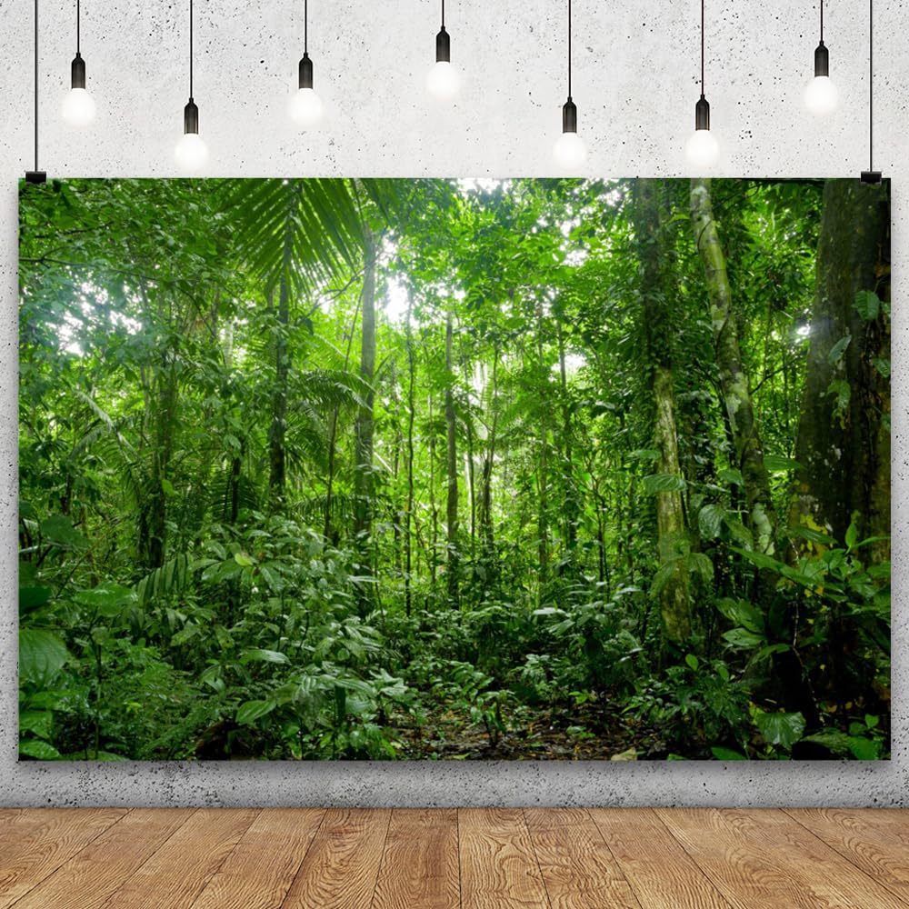 Yongfoto 20X15Ft Jungle Forest Trees Backdrops For Photography Summer Woods Wonderland Trees Plant Spring Nature Landscape Photo