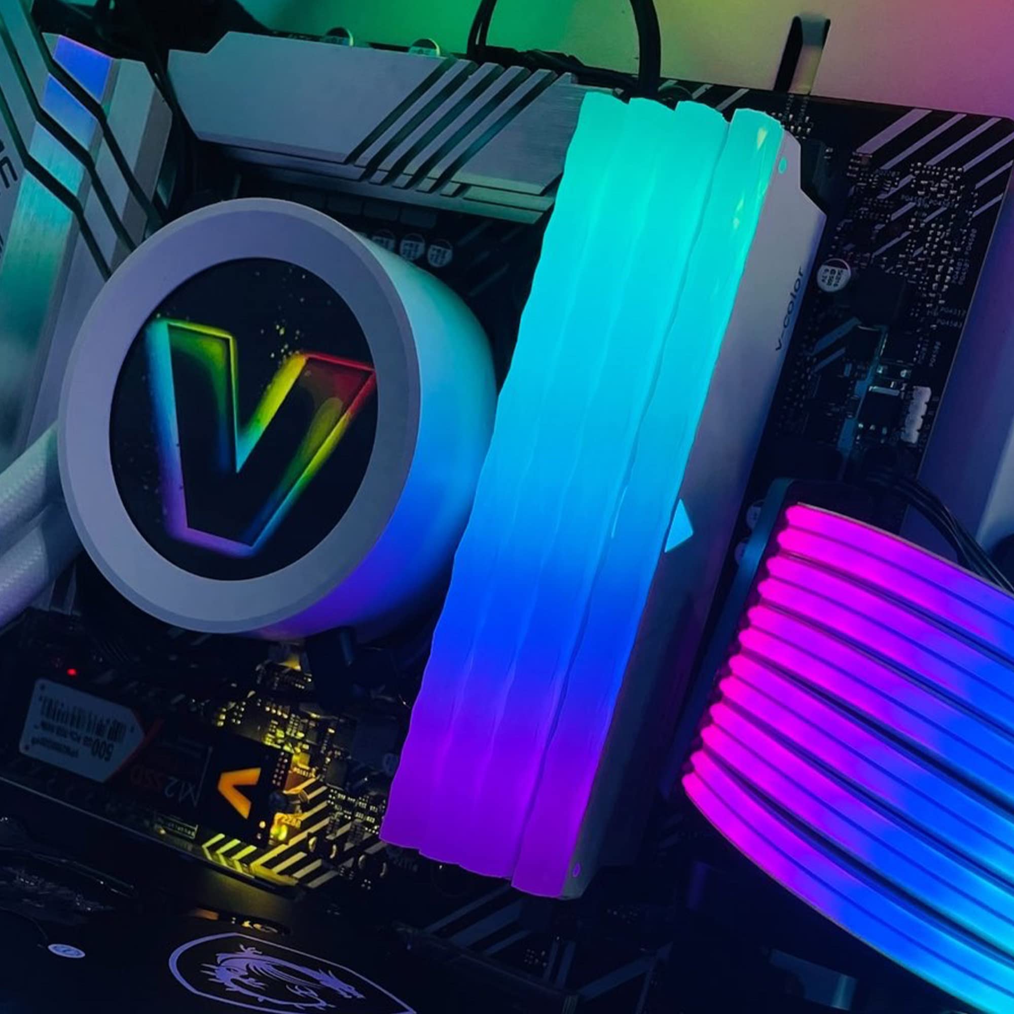V Color Prism Pro Ddr4 16Gb (8Gbx2) 3600Mhz (Pc4 28800) Cl18 Rgb Gaming Desktop Ram Memory Module Udimm Hynix Ic Single Rank   W