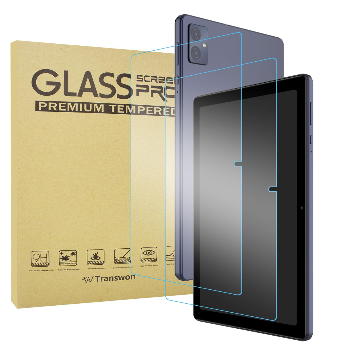 Transwon (For Vortex T10M Pro) 2Pcs Tempered Glass Screen Protector For Vortex T10M Pro Tablet 10.1 Inch