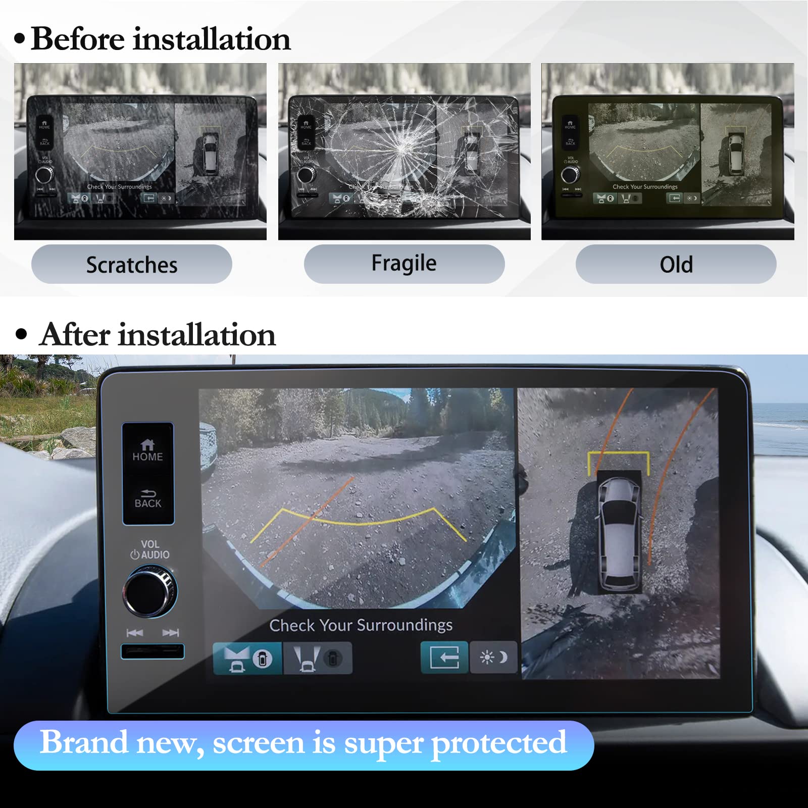 Sktu Screen Protector For 2023 2025 Honda Pilot Ex L/Trailsport/Touring/Elite/Black Edition 9 Inch Screen Tempered Glass Anti Scratch Ultra Clear