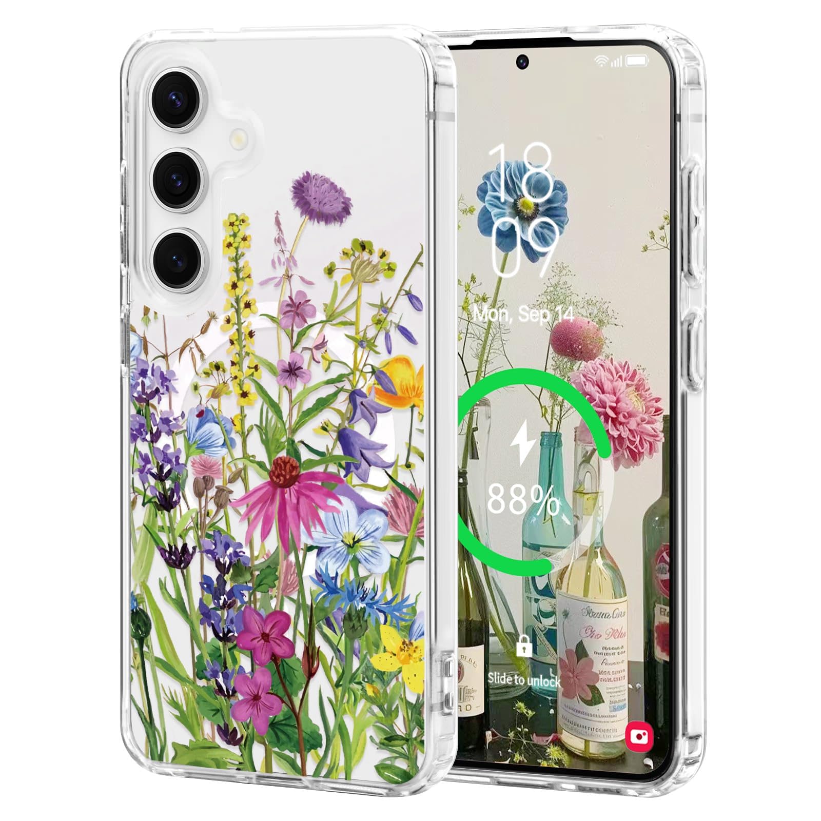 L-FADNUT for Samsung Galaxy S26 Plus Case [Compatible with Magsafe] Cute Flower Girls Women Clear Case Silicone Shockproof Prote