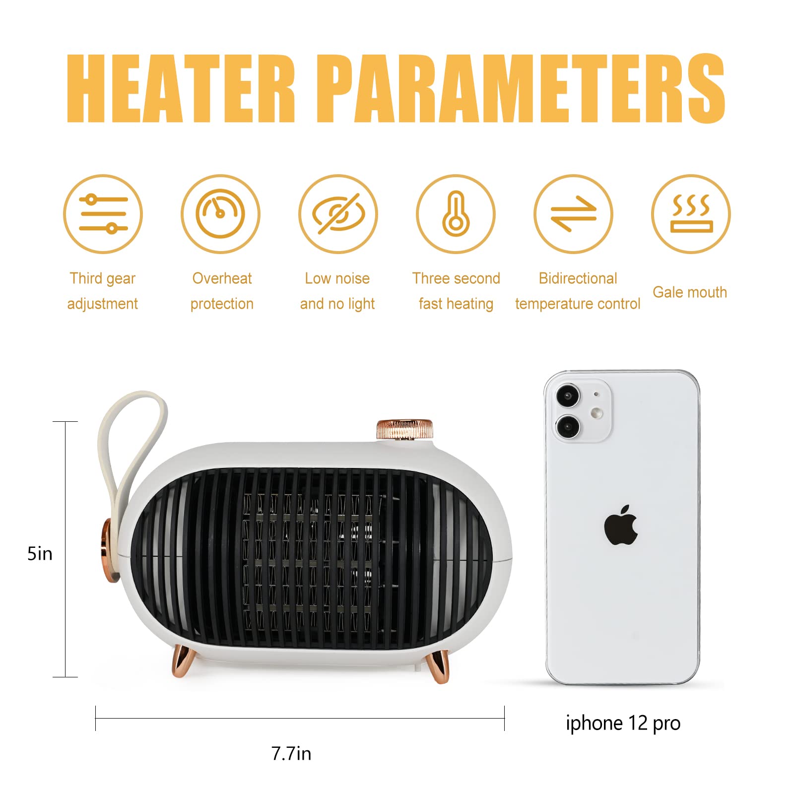 Metkiio Space Heater   Portable Mini Heater For Home And Office   Energy Efficient Small Space Heater With Overheating Protectio