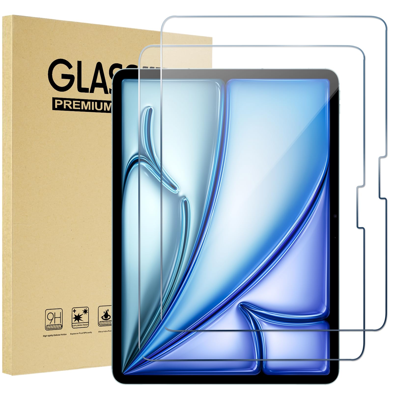 Procase 2 Pack Screen Protector For Ipad Air 11 Inch (M3) 2025/ (M2) 2024, Tempered Glass Film Guard For Ipad Air 7Th/6Th Generation Accessories  Clear