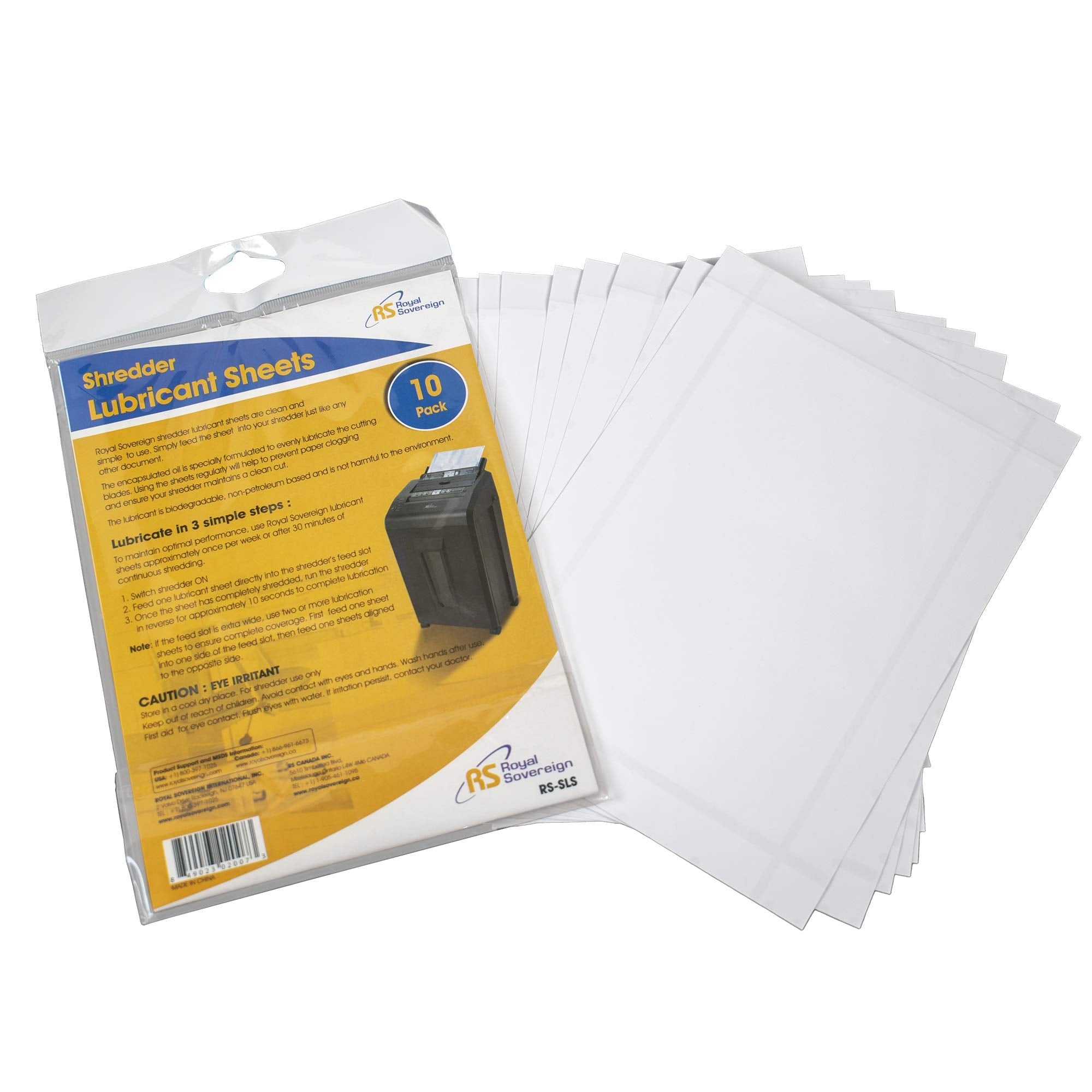 Royal Sovereign Shredder Lubricant Sheets, 10 Pack (Rs Sls)