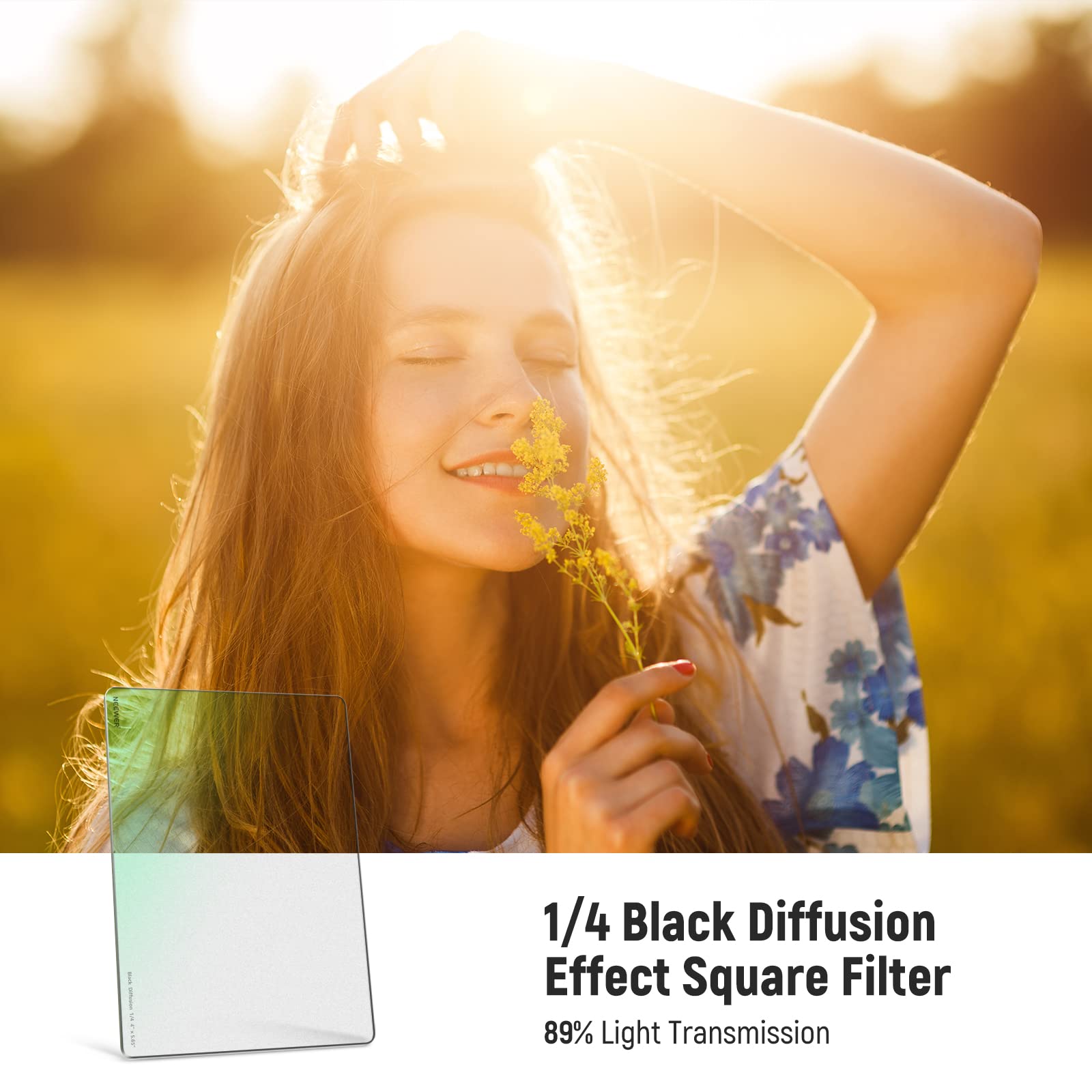 Neewer 1/4 Black Diffusion Mist Dreamy Effect 4X5.65 Cinema Square Filter (Rectangular) With Hd Optical Glass Compatible With Ti