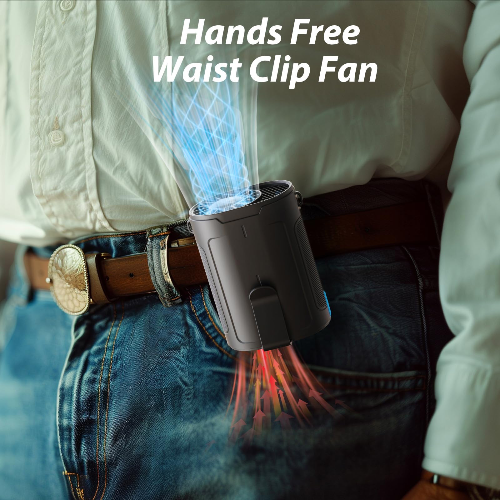 Barito Waist Fan Portable, Shirt Fan Rechargeable With 25H Battery Life, 4 Speed Powerful Belt Fan With 6600 Rpm Personal Cool C