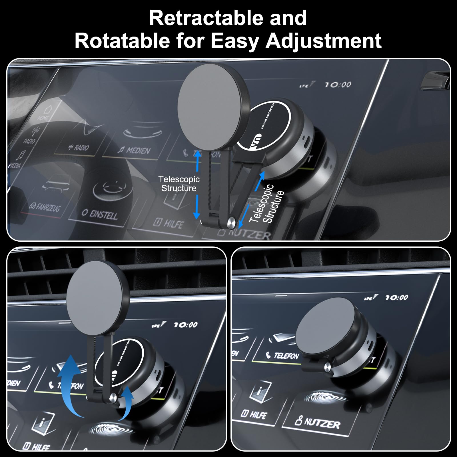Joyye Electric Vacuum Magnetic Phone Holder Mount,Adjustable And Foldable Magnetic Car Phone Holder For Smooth Surfaces,Compatib