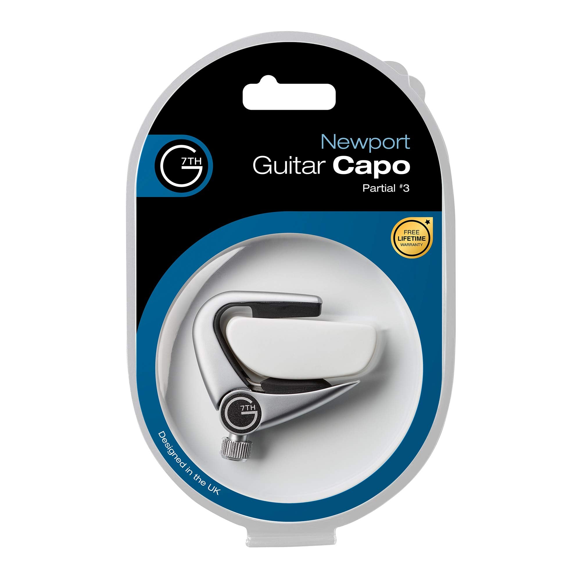 G7Th Newport Partial #3 Capo - 3 String Pressure Touch Guitar Capo - Silver