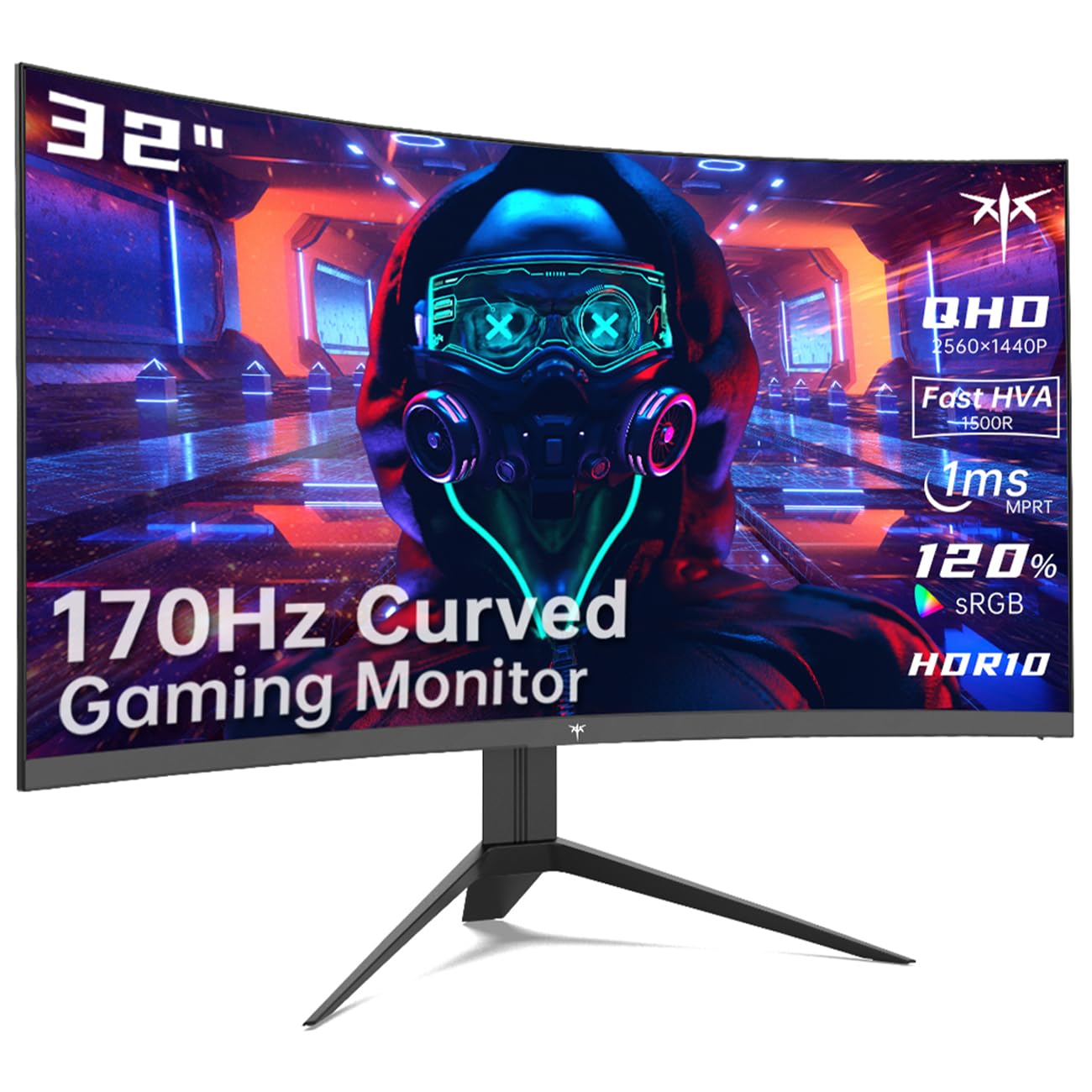 Ktc 32 Inch Curved Gaming Monitor, 2K 170Hz Monitor, 1440P 144Hz Monitor, 1500R Frameless, 1Ms, Hdr, Freesync Premium, Displaypo
