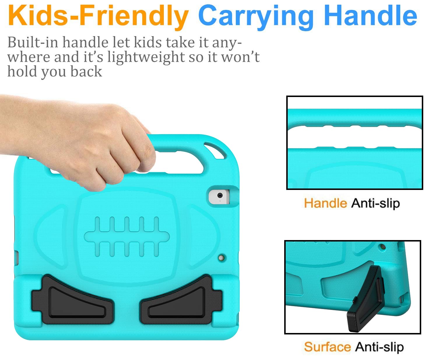 Bmouo Kids Case For Ipad 9.7 2018/2017/Ipad Air 2/1/Pro 9.7 Built In Screen Protector Shockproof Handle Convertible Stand Case F