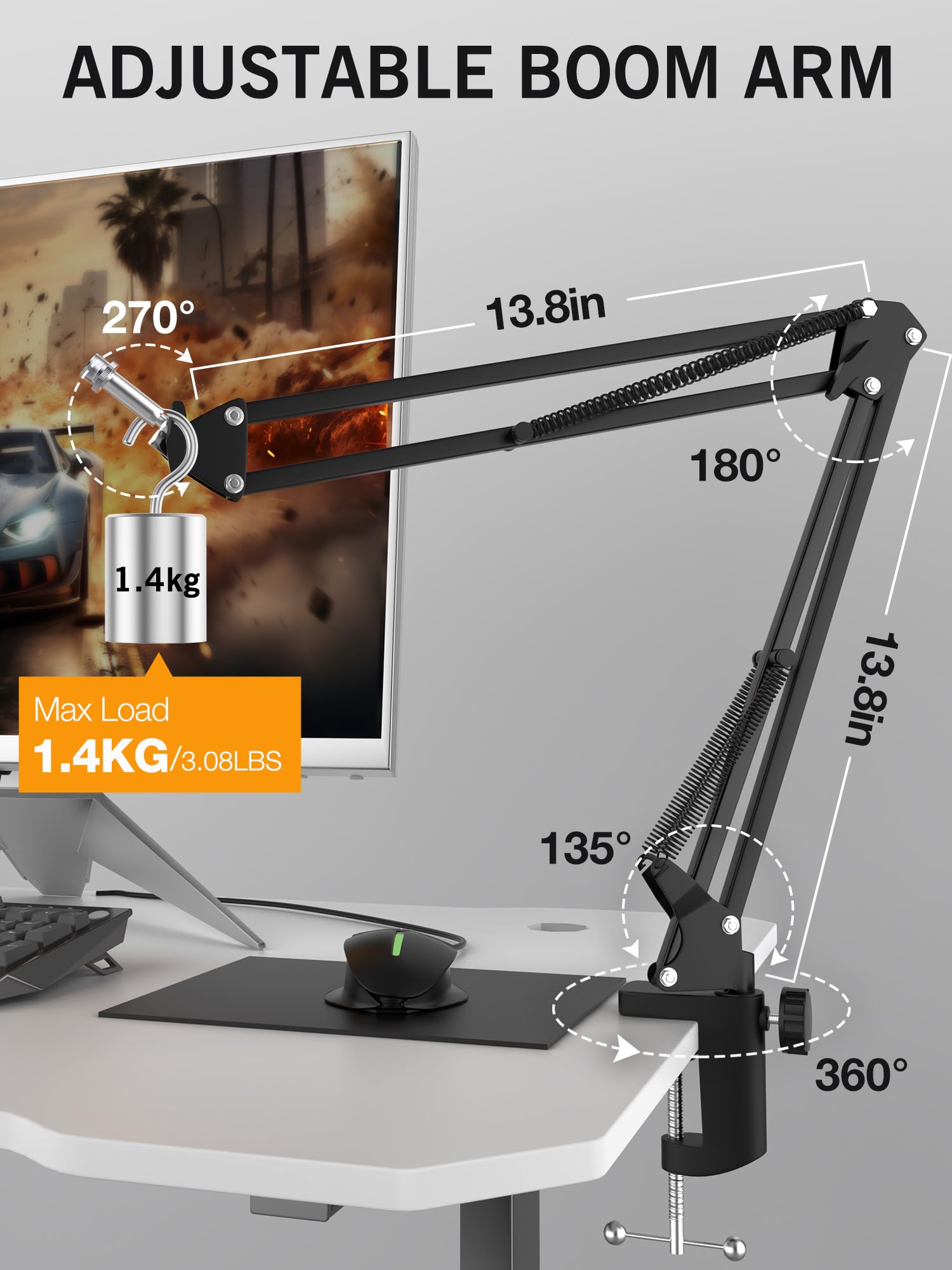 Seiren V3 Mini Boom Arm   Mic Arm For Razer Mini, Seiren V2, Seiren X And Most Microphone, Adjustable Boom Scissor Arm Stand Wit