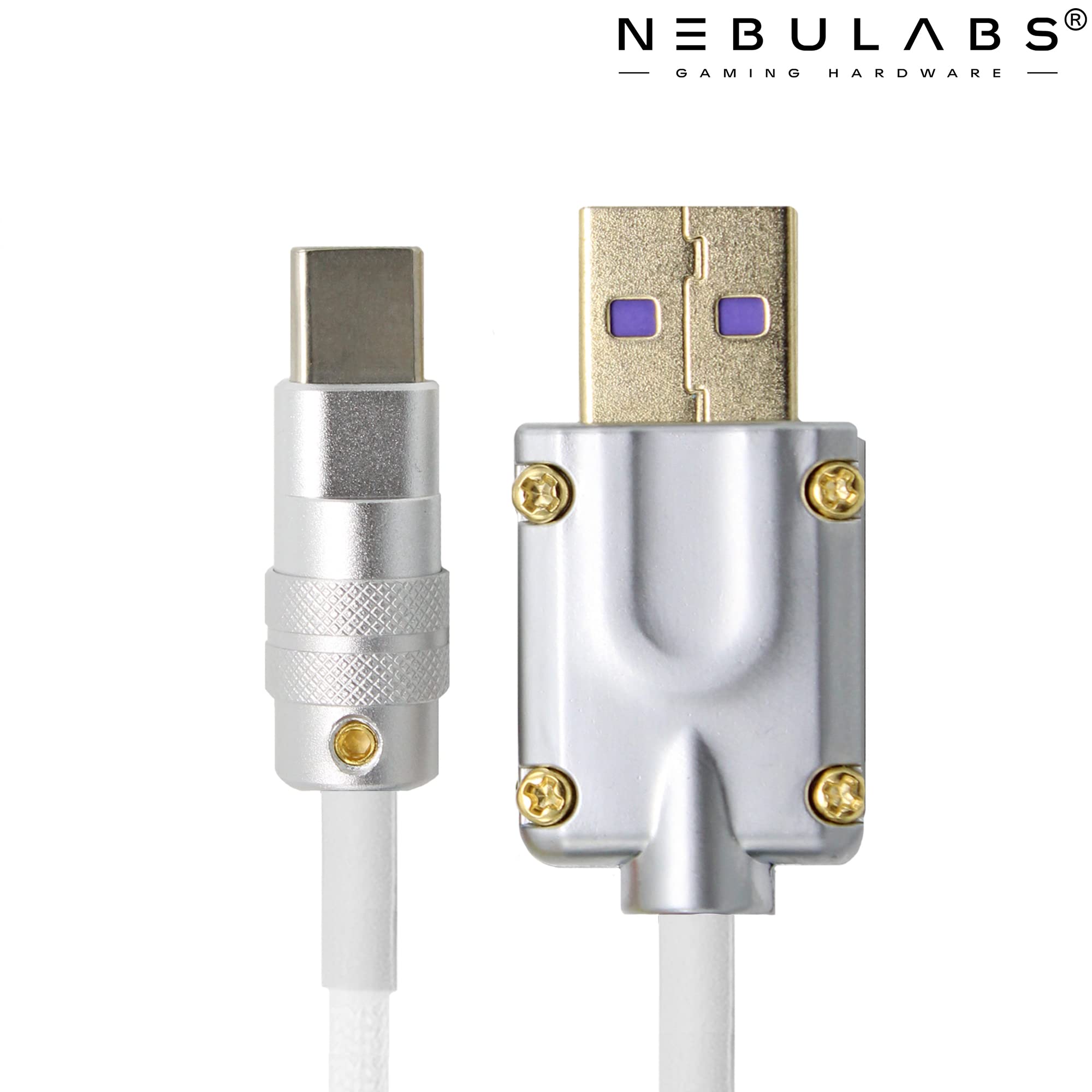 Nebulabs 5Ft Keyboard Cable Gaming Pcs Mechanical Aviator Classic Coiled Cable Usb-C Cable, Customized Plug With Detachable Con