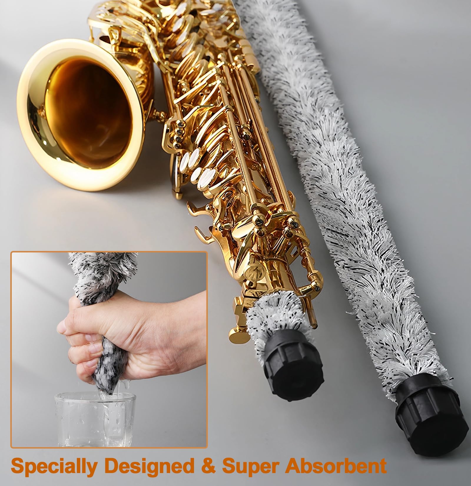 Tenor Saxophone Cleaning Swab, Tenor Sax Pad Saver Brush Cleaner, Ultra Absorbent Cotton Sax Cleaning & Care Kit, Suitable For T