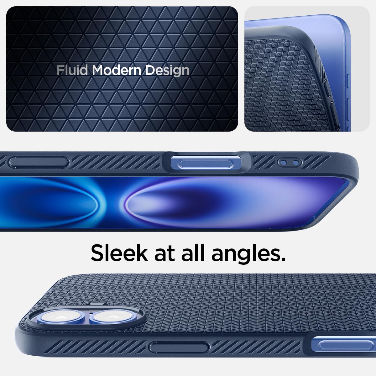Spigen Liquid Air Designed For Iphone 16 Plus Case [Not Compatible With Magsafe], [Military Grade Protection]   Navy Blue
