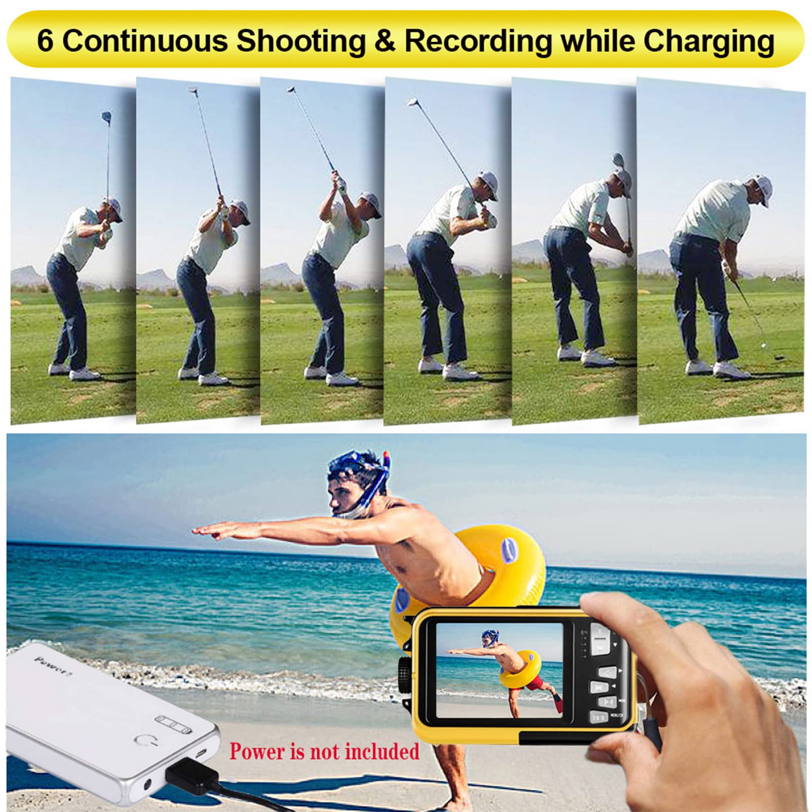 Waterproof Digital Camera Underwater Camera Full Hd 2.7K 48 Mp Video Recorder Selfie Dual Screens 16X Digital Zoom Flashlight Wa