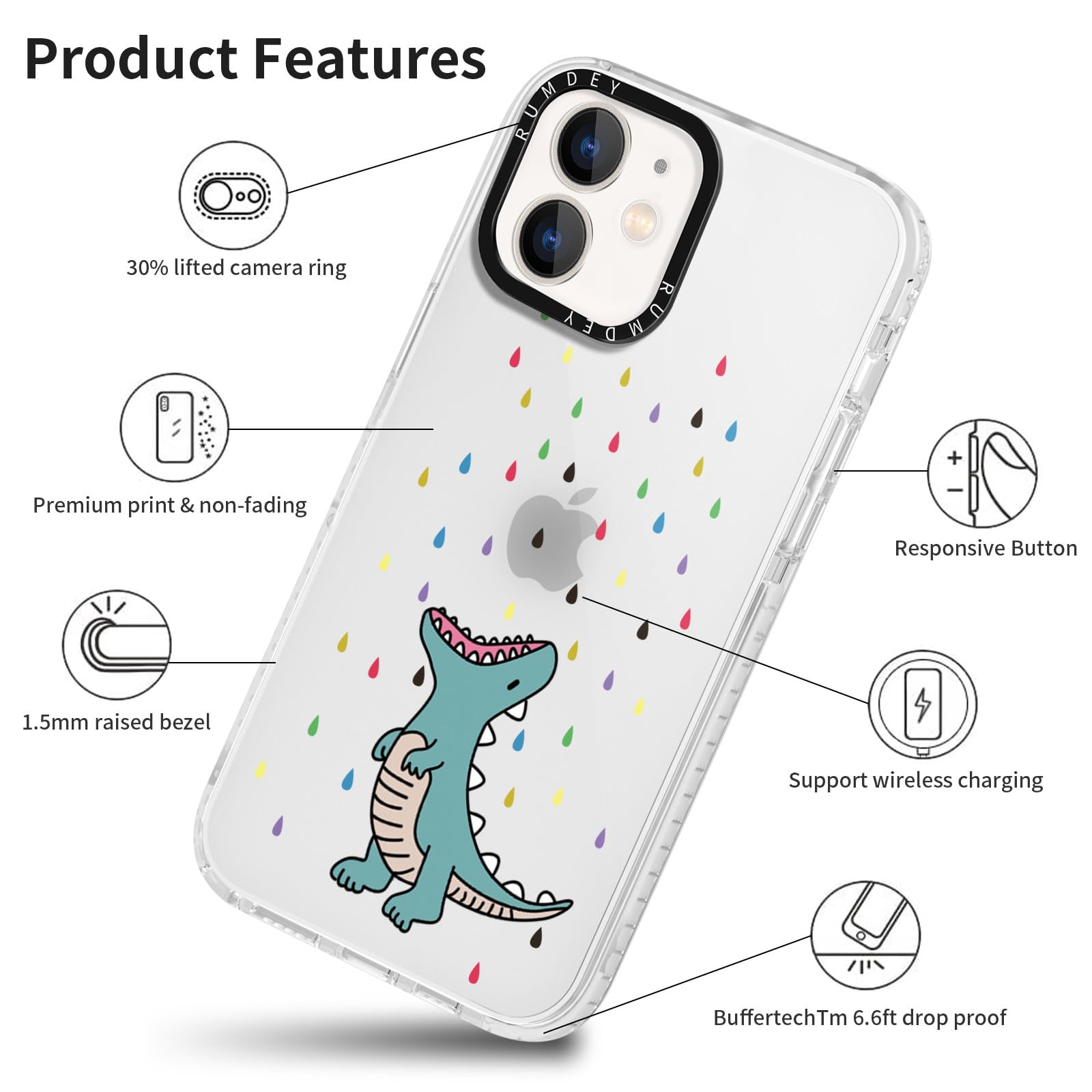 Rumdey 2 Pack Cheetah Cases For Apple Iphone 12 / Iphone 12 Pro Case 6.1 Inch, Clear With Cute Fashion Leopard Patterns For Girl