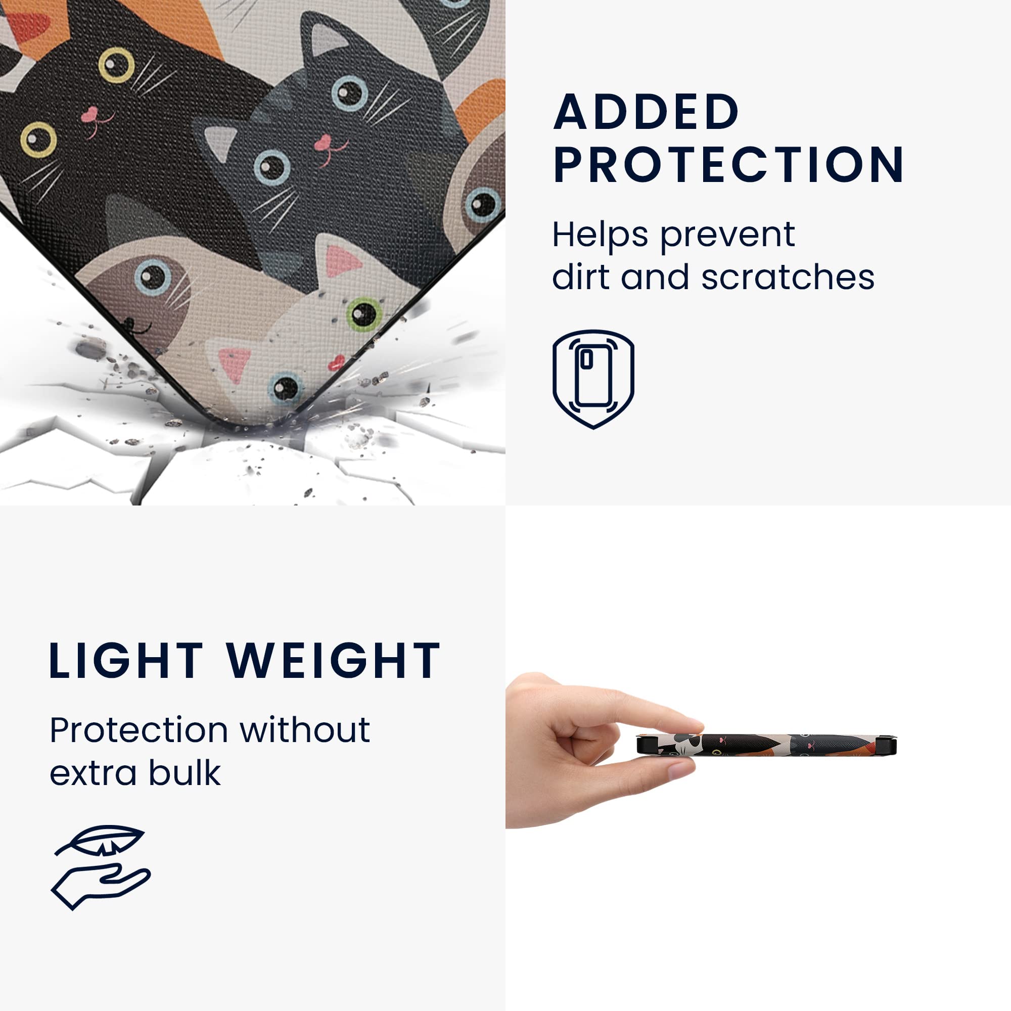 Kwmobile Case Compatible With Kobo Libra 2 Case   Ereader Cover   Cats Orange/Black/White