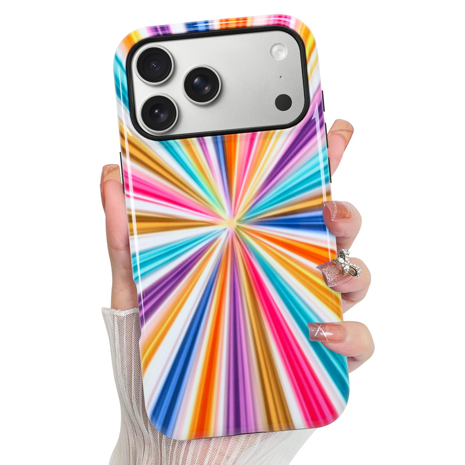KANGHAR Compatible with iPhone 17 Pro Max Case 2025, Aesthetic Ray Cute Pattern, Support for MagSafe Shockproof Cover for Girls 
