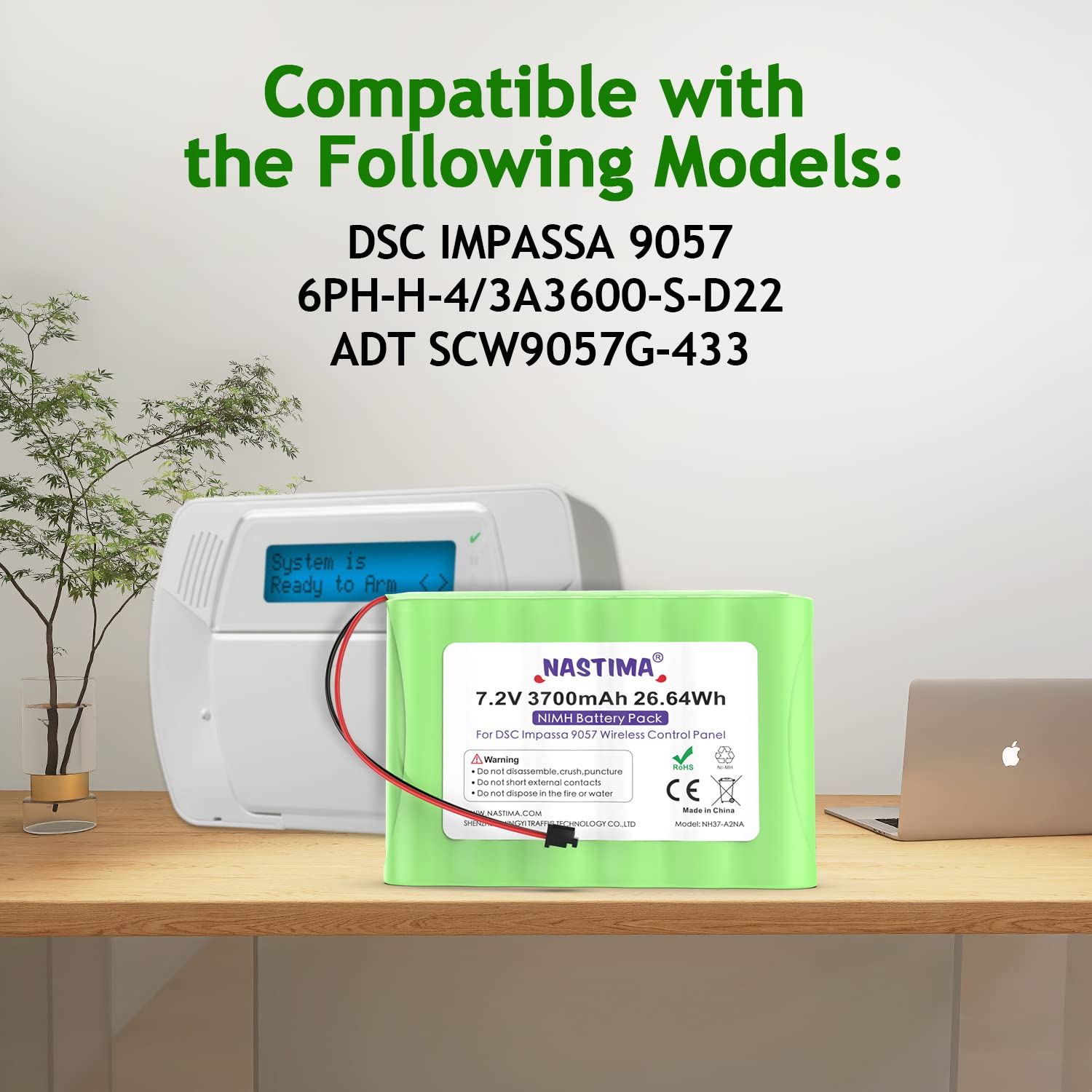 Nastima 7.2V 3700Mah Replacement Battery For Dsc Impassas 9057, 6Ph H 4/3A3600 S D22, 7.2V Rechargeable Ni Mh Battery Pack For A