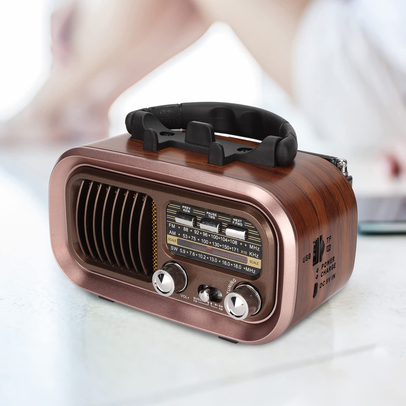 Vintage Radio Retro Bluetooth Speaker, Strong Bass Enhancement, Loud Volume Fm Am Sw 3 Bands Portable Wireless Speakers For Kitc