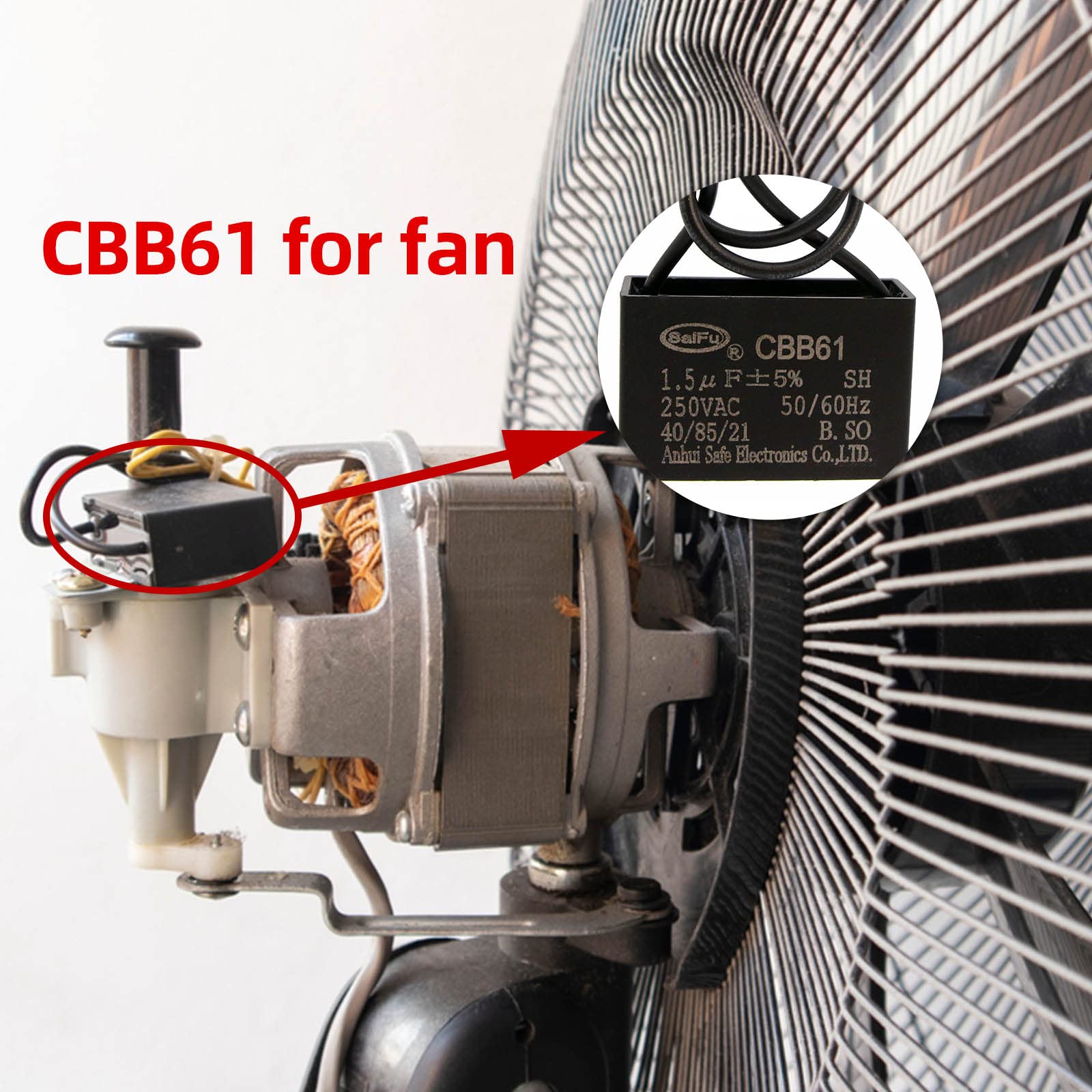 Akzytue Cbb61 Capacitor 1.5Uf 250V Ac Ceiling Fan 2 Wire 50/60Hz For Electric Fan Generator Pump Motor (2 Pack )