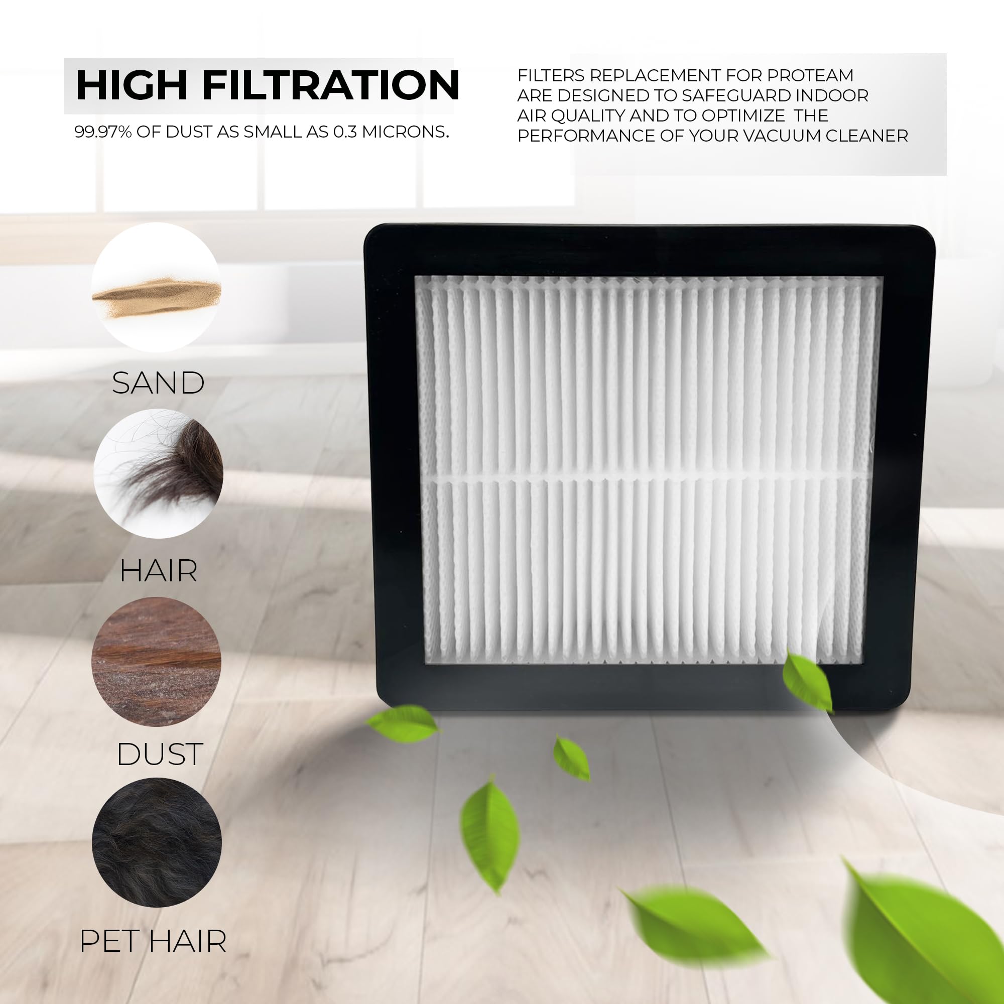 Fit On Proteam 107315 Hepa Replacement Filter Twin Pack, Hepa Media Vacuum Filter, Super Coach Pro 10, Super Coach Pro 6, Gofree