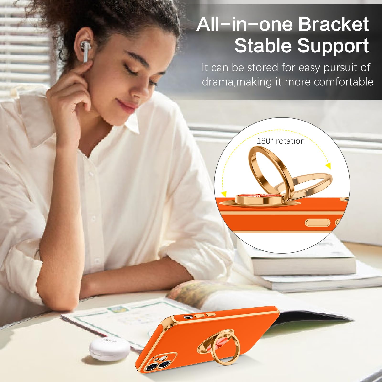 Bentoben For Iphone 11 Case With 360 Ring Holder, Shockproof Slim Phone Cover Kickstand Magnetic Support Car Mount, Non-Slip Pro