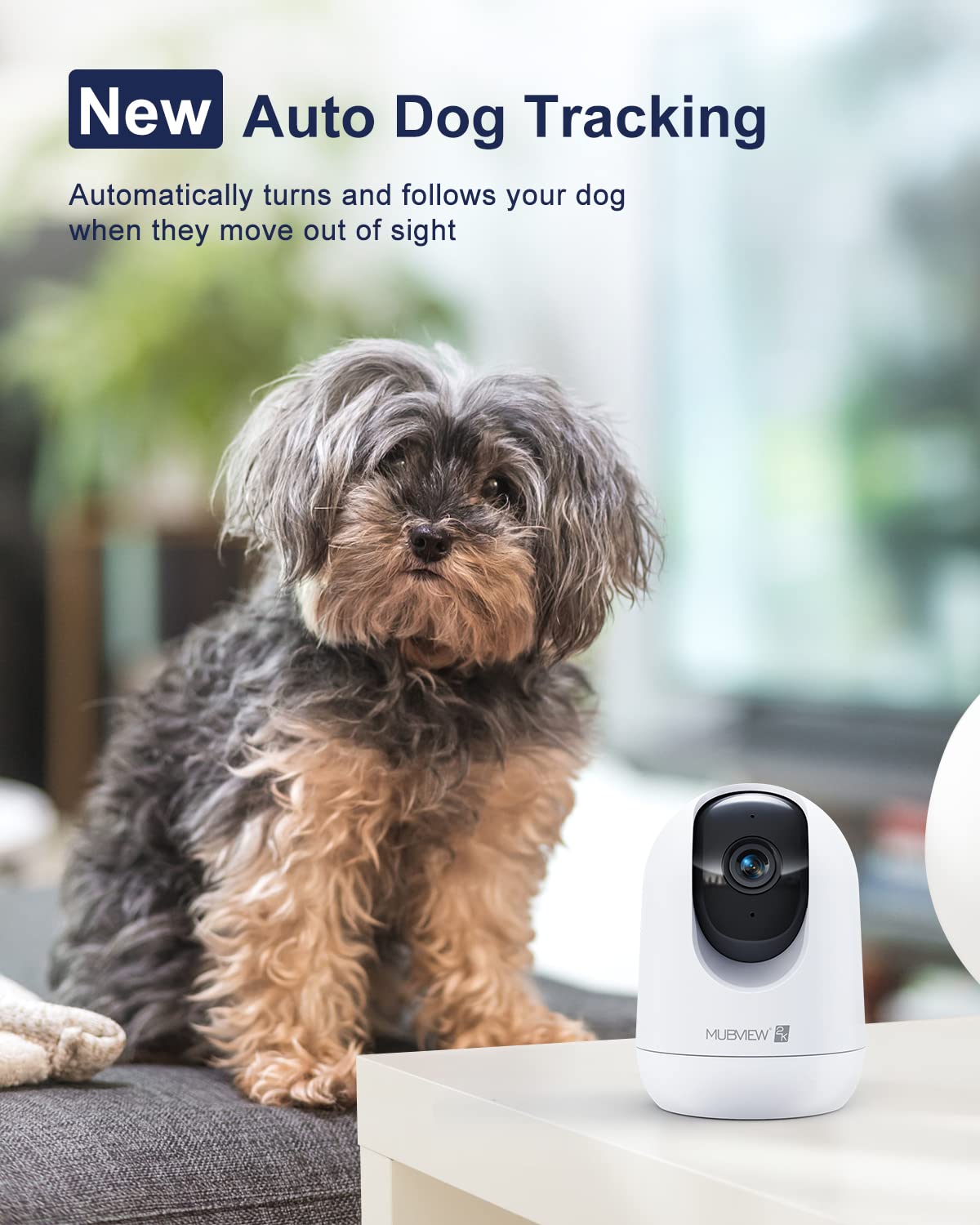 Mubview Cameras For Home Security, 2,4G Wifi 2K Indoor Wired Security Baby/Pet Camera With Phone App, Night Vision, 24/7 Record,