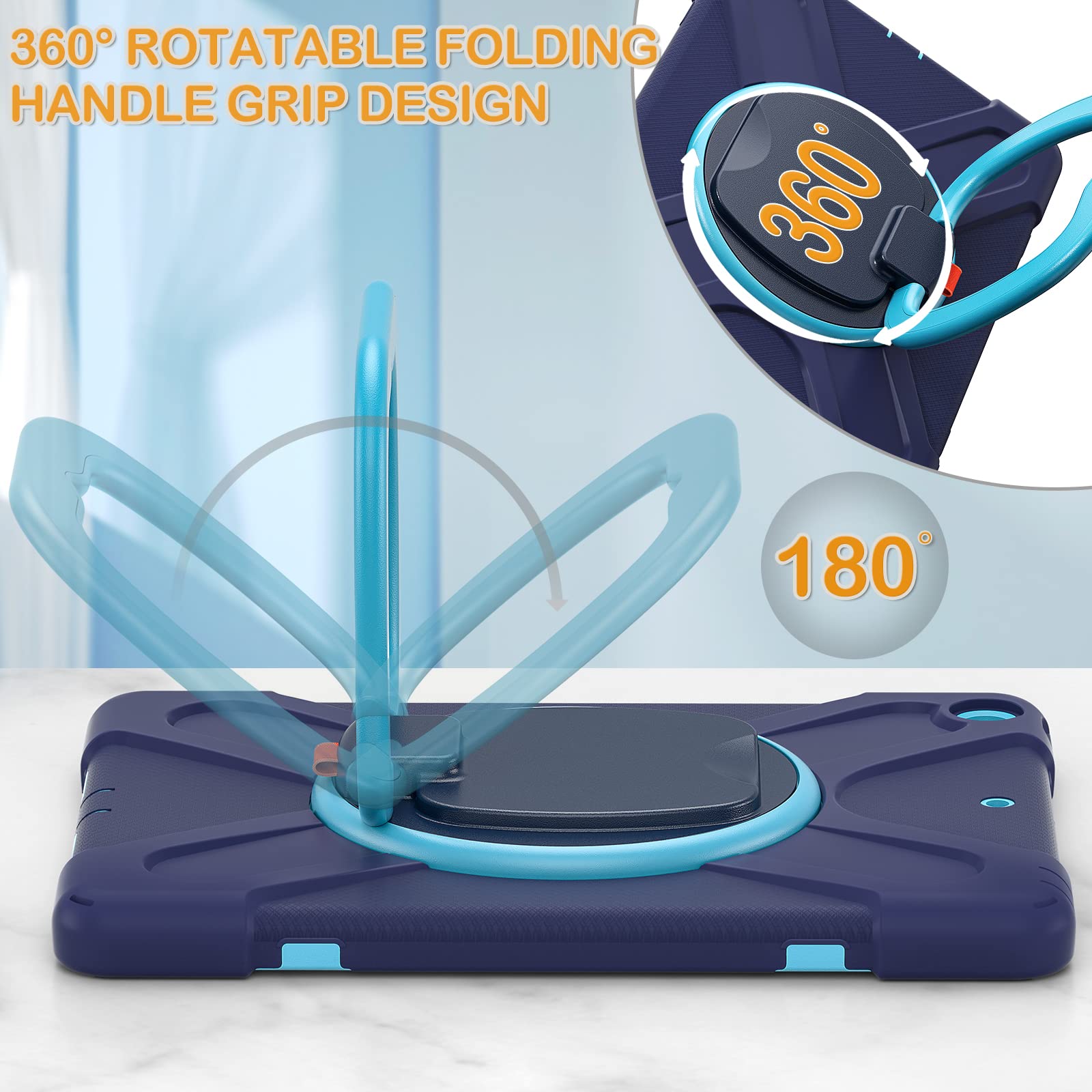 Braecn For Ipad Case 9Th/8Th/7Th Generation,Rugged Kids Friendly Silicon Case With Folding Stand/Handle Grip Pencil Holder Shoul