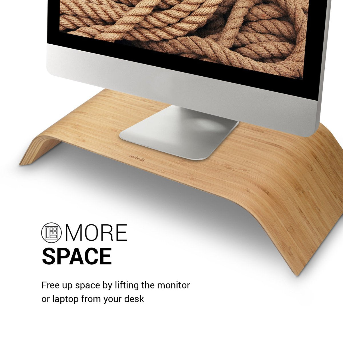 Kalibri Wood Monitor Stand Riser   Computer Desk Holder Desktop Dock Wooden Mount Display For Pc Tv Screen Notebook Laptop   Bam