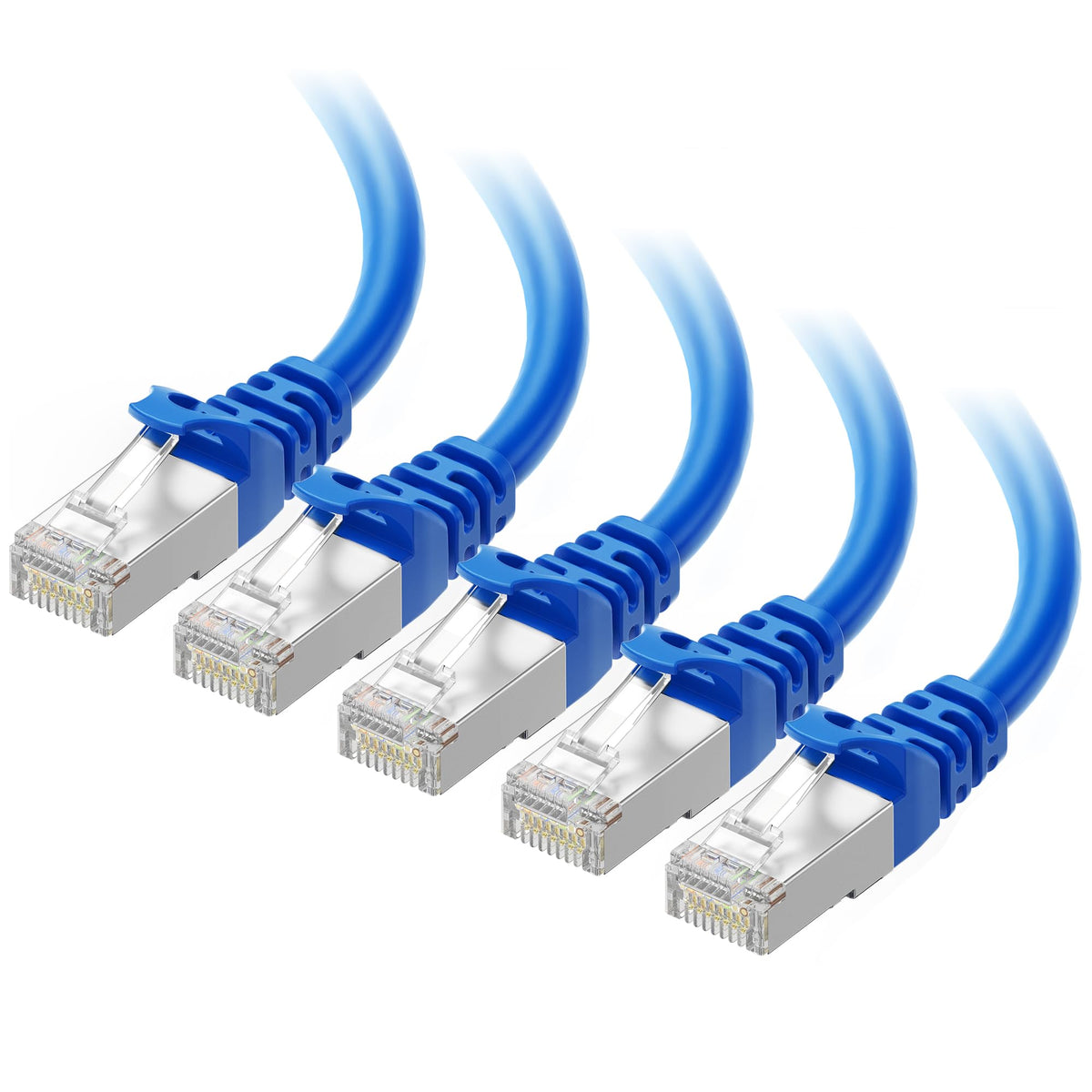 Cable Matters 10Gbps 5 Pack Snagless Shielded Cat6A Ethernet Cable 14 Ft (Sstp, Sftp Shielded Ethernet Cable, Shielded Cat6 Cabl