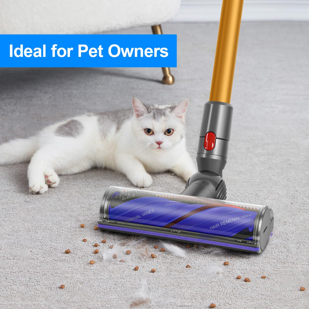 Funteck Anti Tangle Motorized Cleaner Head For Dyson V8 V10 V11 V15 Cordless Vacuums, Direct Drive Vacuum Head Replacing Part No