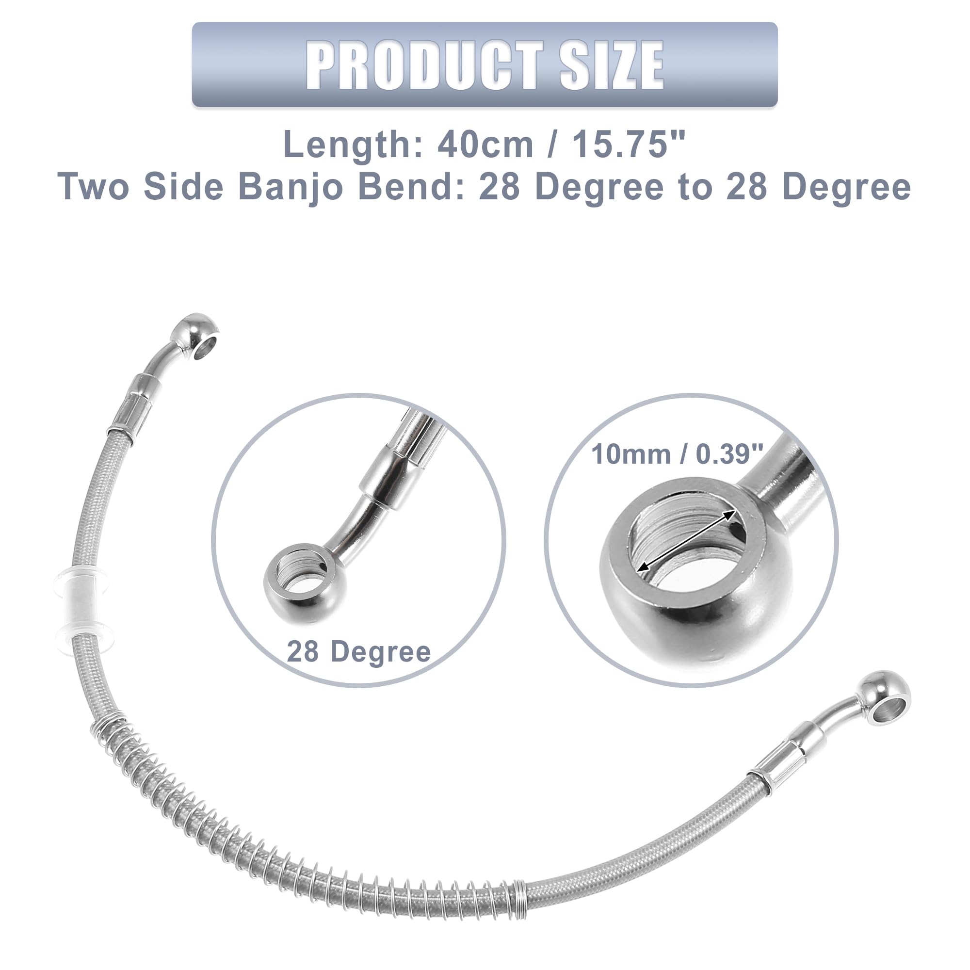 Motoforti 15.75'' Length 10Mm Id Motorcycle Hydraulic Brake Line Oil Hose Pipe Stainless Steel Braided Cable For Atv Motocross S