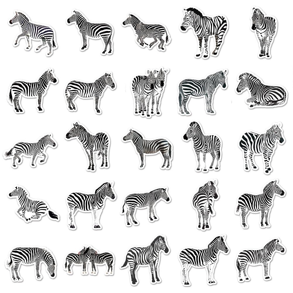 Zebra Stickers |50Pcs Zebra Waterproof Vinyl Decals For Bike Water Bottles Laptop Bicycle Refrigerator Cup Luggage Computer Mobi