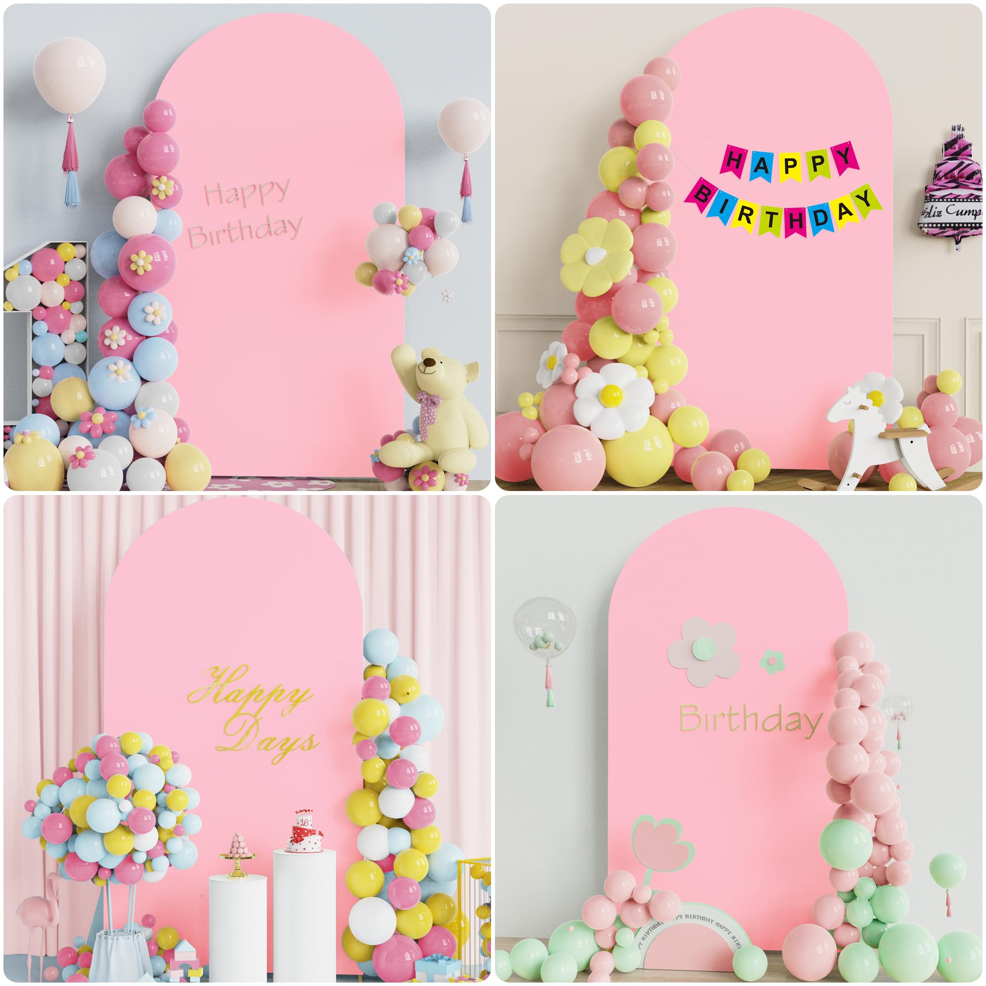 Wokceer 7.2Ft Spandex Fitted Arch Stand Covers Round Top Chiara Backdrop Cover For Birthday Party Ceremony Banquet Decoration Pi