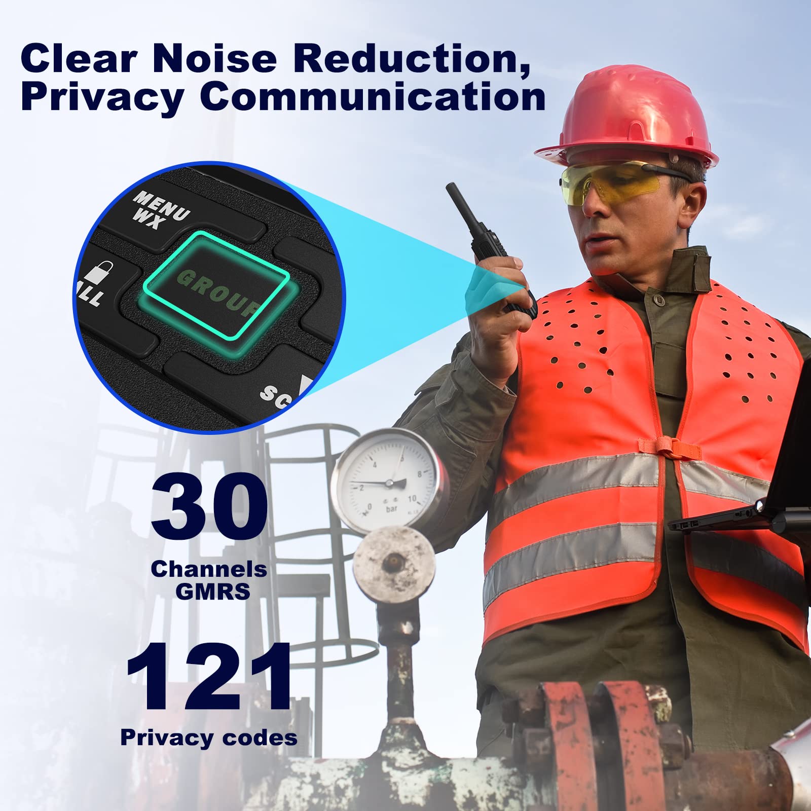 Samcom Gmrs Walkie Talkies 30 Channel Two Way Radio Handheld   2 Watt Gmrs 2 Way Radios With 121 Privacy Codes, Group Call,Weather Alerts For School Church Bussiness (Black, Pair Pack)